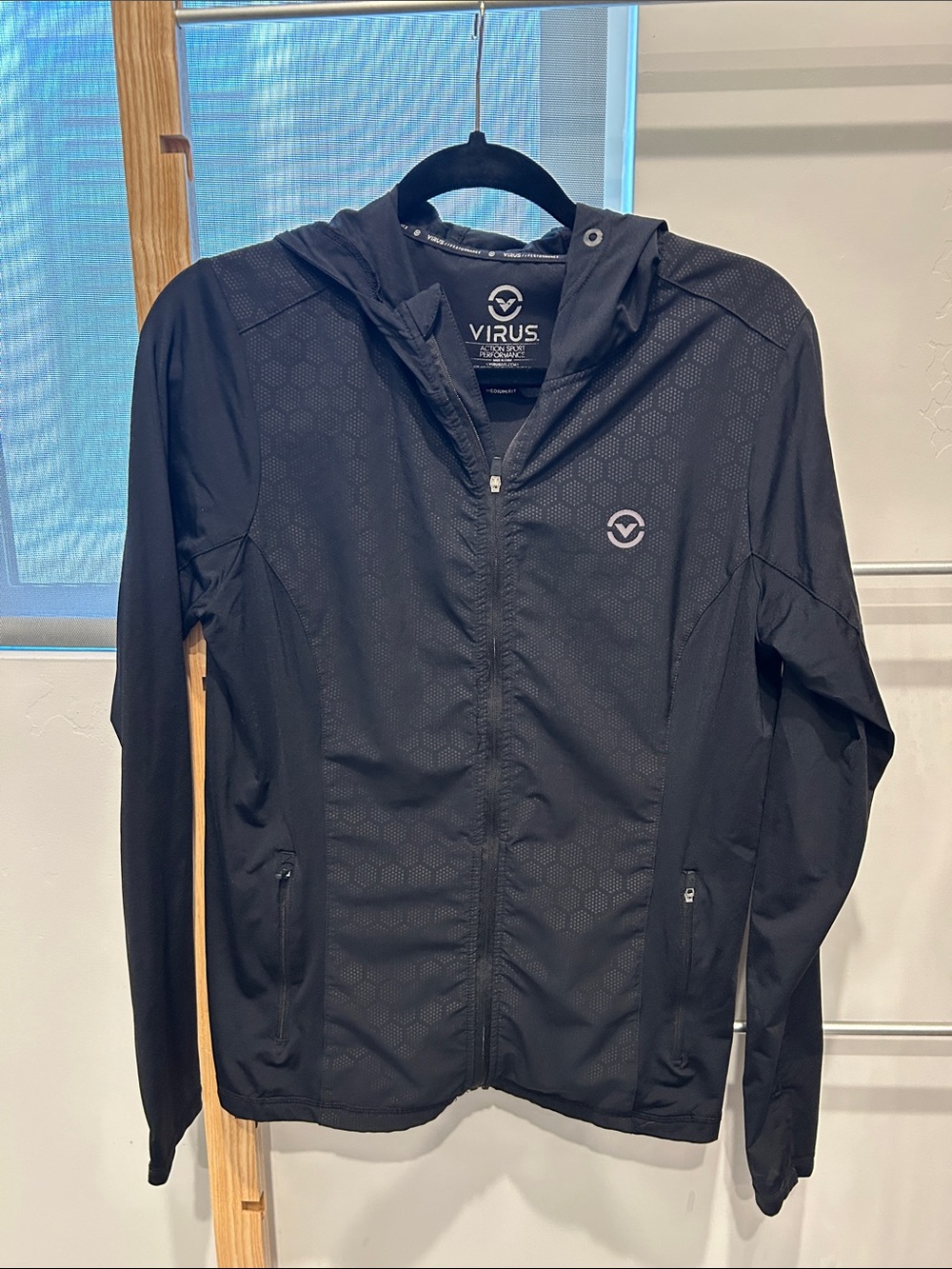 Virus Black Hooded Windbreaker Jacket